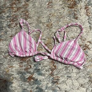💓 Pink and White Striped Bikini Top 💓